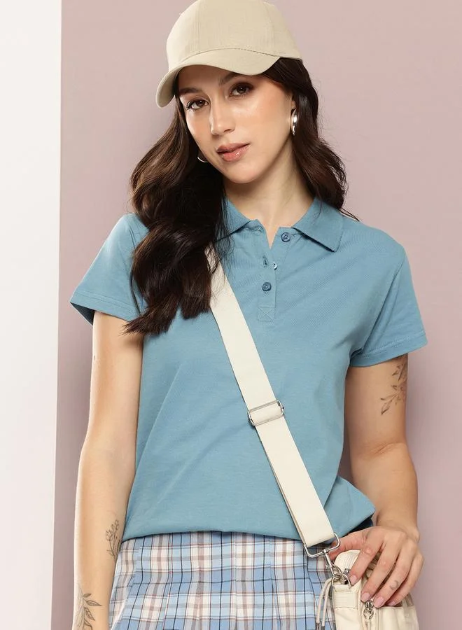 ديلينجر تيشيرت سادة بياقة بولو وقصة عادية